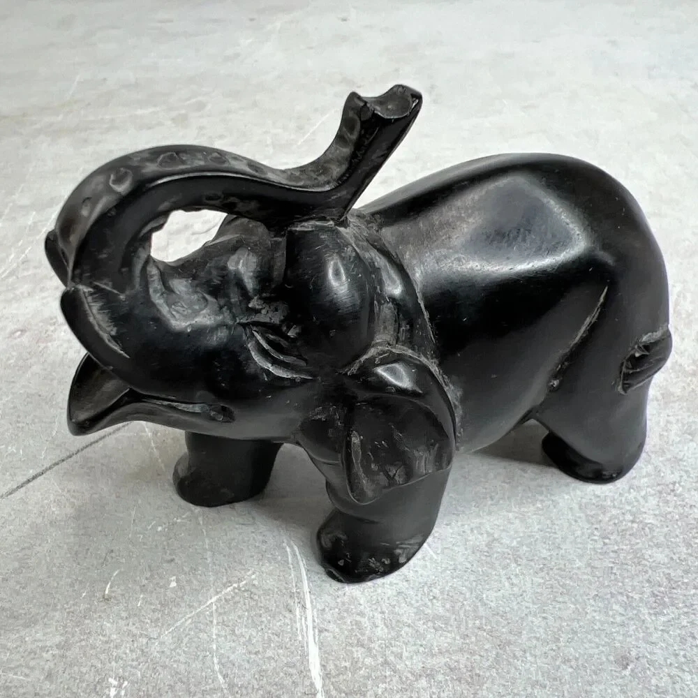 Small Black Natural‎ Stone Elephant